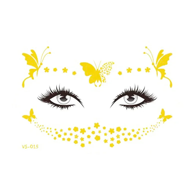 20 autocollants de tatouage pour le visage, étanches, pour fête, mascarade, VS-011, VS-012, VS-013, VS-014, VS-015, VS-016, VS-017, VS-018, VS-019, VS-022, VS-023, VS-024, VS-025, VS-027, VS-028, VS-029, VS-030, VS-031, VS-032, VS-033