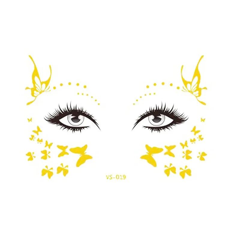 20 autocollants de tatouage pour le visage, étanches, pour fête, mascarade, VS-011, VS-012, VS-013, VS-014, VS-015, VS-016, VS-017, VS-018, VS-019, VS-022, VS-023, VS-024, VS-025, VS-027, VS-028, VS-029, VS-030, VS-031, VS-032, VS-033
