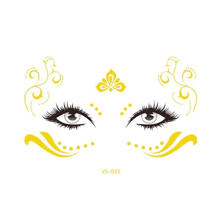 20 autocollants de tatouage pour le visage, étanches, pour fête, mascarade, VS-011, VS-012, VS-013, VS-014, VS-015, VS-016, VS-017, VS-018, VS-019, VS-022, VS-023, VS-024, VS-025, VS-027, VS-028, VS-029, VS-030, VS-031, VS-032, VS-033