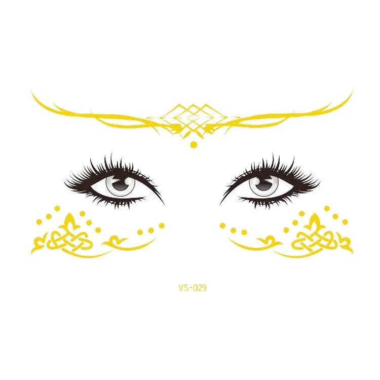 20 autocollants de tatouage pour le visage, étanches, pour fête, mascarade, VS-011, VS-012, VS-013, VS-014, VS-015, VS-016, VS-017, VS-018, VS-019, VS-022, VS-023, VS-024, VS-025, VS-027, VS-028, VS-029, VS-030, VS-031, VS-032, VS-033