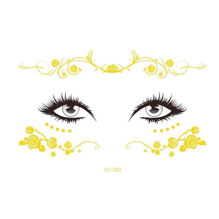 20 autocollants de tatouage pour le visage, étanches, pour fête, mascarade, VS-011, VS-012, VS-013, VS-014, VS-015, VS-016, VS-017, VS-018, VS-019, VS-022, VS-023, VS-024, VS-025, VS-027, VS-028, VS-029, VS-030, VS-031, VS-032, VS-033
