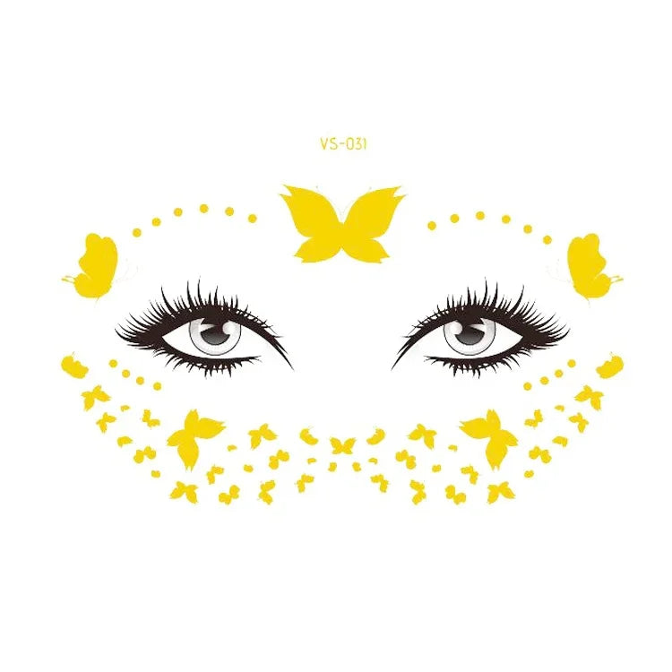 20 autocollants de tatouage pour le visage, étanches, pour fête, mascarade, VS-011, VS-012, VS-013, VS-014, VS-015, VS-016, VS-017, VS-018, VS-019, VS-022, VS-023, VS-024, VS-025, VS-027, VS-028, VS-029, VS-030, VS-031, VS-032, VS-033