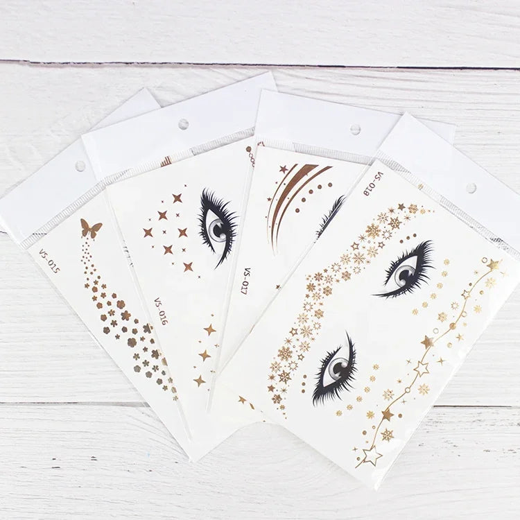 20 autocollants de tatouage pour le visage, étanches, pour fête, mascarade, VS-011, VS-012, VS-013, VS-014, VS-015, VS-016, VS-017, VS-018, VS-019, VS-022, VS-023, VS-024, VS-025, VS-027, VS-028, VS-029, VS-030, VS-031, VS-032, VS-033