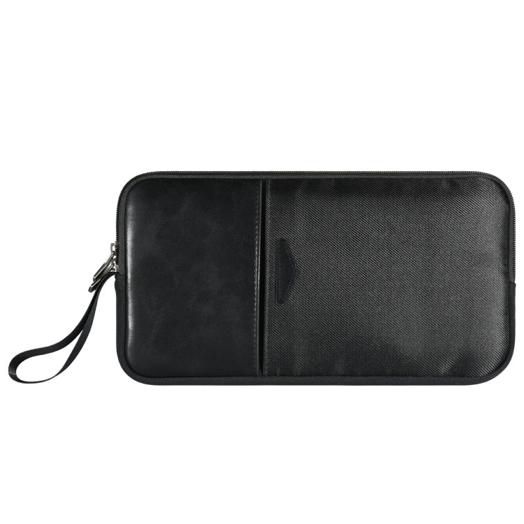 Sac de rangement portable universel en cuir PU + nylon avec fermeture éclair imperméable pour clavier sans fil Apple A1314 et Magic Keyboard A1644