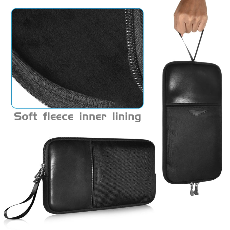 Sac de rangement portable universel en cuir PU + nylon avec fermeture éclair imperméable pour clavier sans fil Apple A1314 et Magic Keyboard A1644