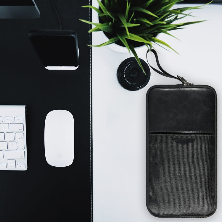Sac de rangement portable universel en cuir PU + nylon avec fermeture éclair imperméable pour clavier sans fil Apple A1314 et Magic Keyboard A1644