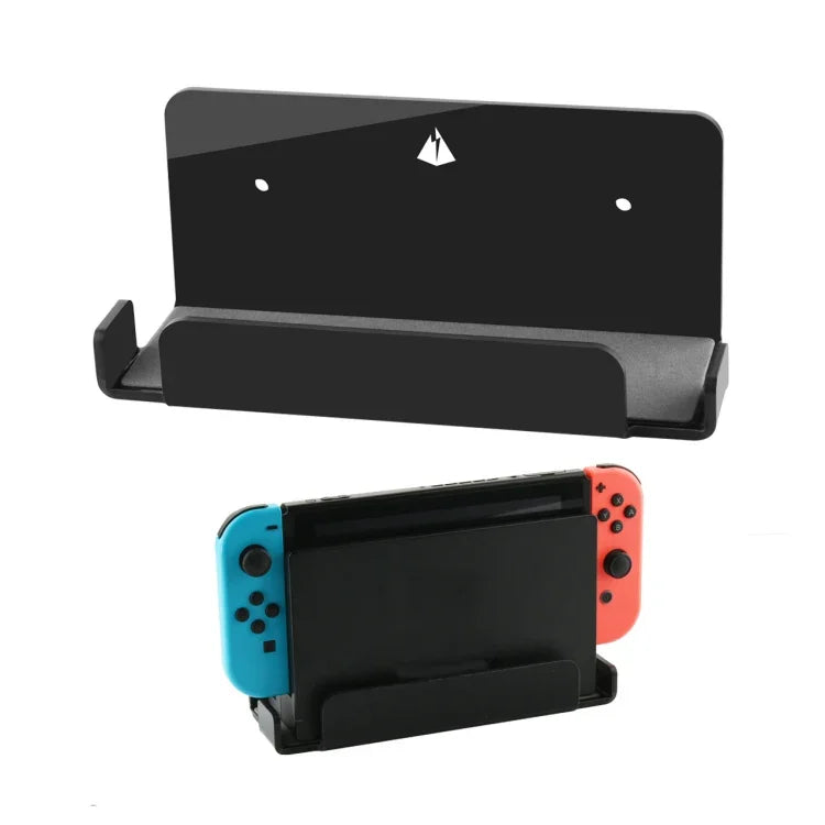 Support mural de rangement pour console de jeux Nintendo Switch, en acrylique noir et transparent.