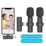 Microphone sans fil lavalier pour téléphone mobile, tournage vidéo en direct, petit microphone, 8 broches direct 1 à 1, Type C 1 à 1, Type-C 1 à 2