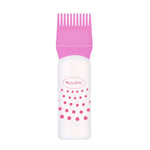 Bouteille vide avec peigne applicateur pour coloration capillaire et soin des cheveux, transparent, pour les outils de coiffure, noir, bleu, rose