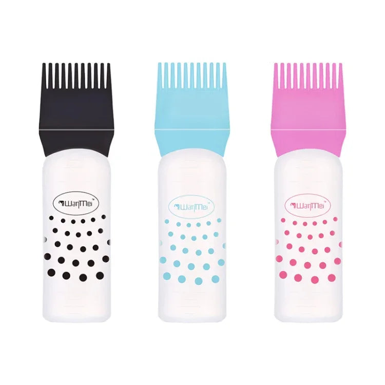 Bouteille vide avec peigne applicateur pour coloration capillaire et soin des cheveux, transparent, pour les outils de coiffure, noir, bleu, rose