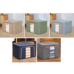 Boîte de rangement en tissu avec cadre en acier pour couettes et vêtements, sac de rangement en coton et lin avec fenêtre, 22L 39x29x20cm, 100L 60x42x40cm, 66L 50x40x33cm, 24L 40x30x20cm
