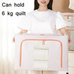 Boîte de rangement en tissu avec cadre en acier pour couettes et vêtements, sac de rangement en coton et lin avec fenêtre, 22L 39x29x20cm, 100L 60x42x40cm, 66L 50x40x33cm, 24L 40x30x20cm