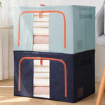 Boîte de rangement en tissu avec cadre en acier pour couettes et vêtements, sac de rangement en coton et lin avec fenêtre, 22L 39x29x20cm, 100L 60x42x40cm, 66L 50x40x33cm, 24L 40x30x20cm