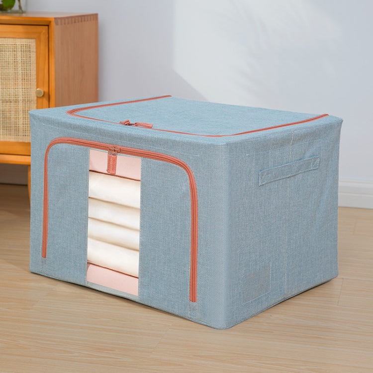 Boîte de rangement en tissu avec cadre en acier pour couettes et vêtements, sac de rangement en coton et lin avec fenêtre, 22L 39x29x20cm, 100L 60x42x40cm, 66L 50x40x33cm, 24L 40x30x20cm