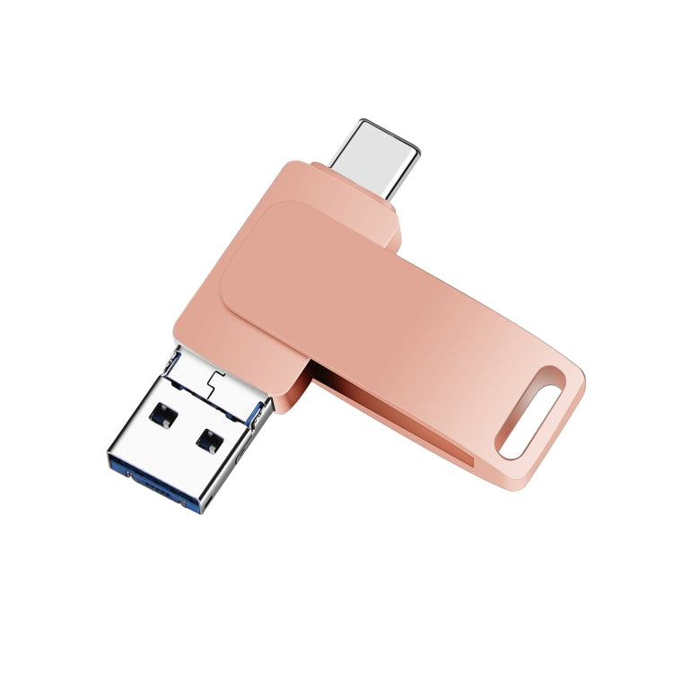 Disque U rotatif en métal 3 en 1 pour téléphone et ordinateur USB 3.0 + 8 broches + USB-C / Type-C, 16 Go, 32 Go, 64 Go, 128 Go, 256 Go, 512 Go