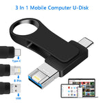 Clé USB en métal 3-en-1 pour ordinateur mobile USB 3.0 + 8 broches + USB-C / Type-C, 8 Go, 16 Go, 32 Go, 64 Go