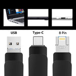 Clé USB en métal 3-en-1 pour ordinateur mobile USB 3.0 + 8 broches + USB-C / Type-C, 8 Go, 16 Go, 32 Go, 64 Go