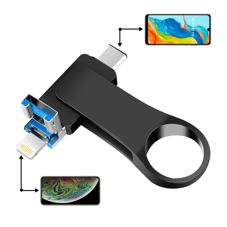 Clé USB en métal 3-en-1 pour ordinateur mobile USB 3.0 + 8 broches + USB-C / Type-C, 8 Go, 16 Go, 32 Go, 64 Go