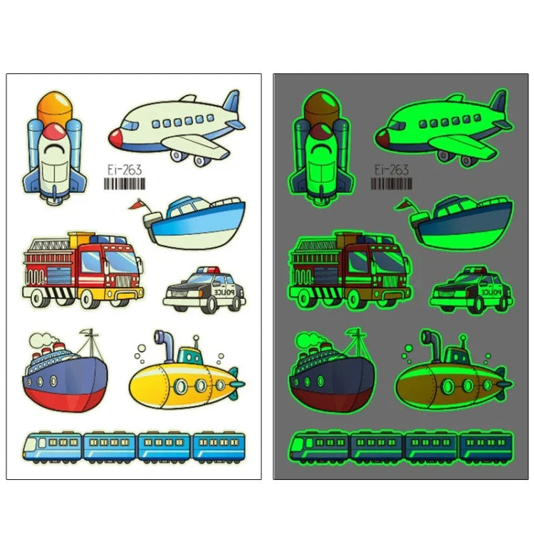 20 autocollants de tatouage temporaire imperméables et lumineux pour enfants, motifs de voitures de transport, Ei-261, Ei-262, Ei-263, Ei-264, Ei-265, Ei-266, Ei-267, Ei-268, Ei-269, Ei-270, Ei-271, Ei-272, Ei-273, Ei-274, Ei-275, Ei-276