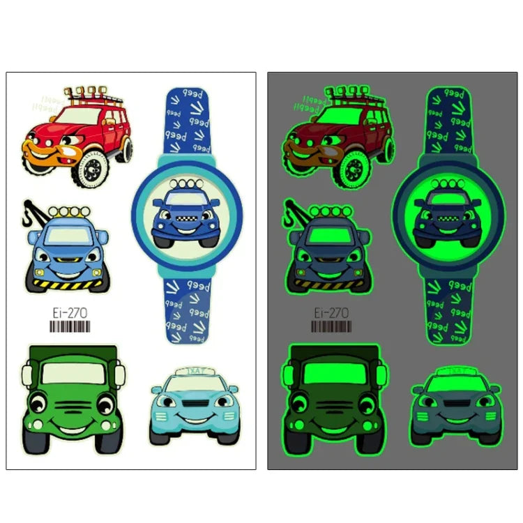 20 autocollants de tatouage temporaire imperméables et lumineux pour enfants, motifs de voitures de transport, Ei-261, Ei-262, Ei-263, Ei-264, Ei-265, Ei-266, Ei-267, Ei-268, Ei-269, Ei-270, Ei-271, Ei-272, Ei-273, Ei-274, Ei-275, Ei-276