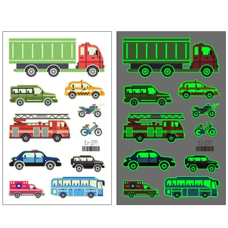 20 autocollants de tatouage temporaire imperméables et lumineux pour enfants, motifs de voitures de transport, Ei-261, Ei-262, Ei-263, Ei-264, Ei-265, Ei-266, Ei-267, Ei-268, Ei-269, Ei-270, Ei-271, Ei-272, Ei-273, Ei-274, Ei-275, Ei-276