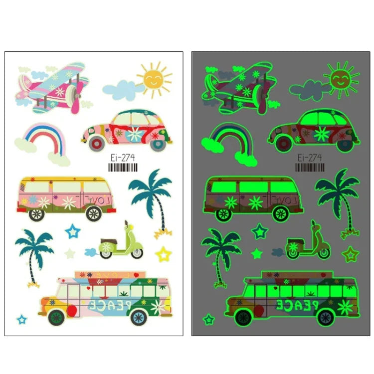 20 autocollants de tatouage temporaire imperméables et lumineux pour enfants, motifs de voitures de transport, Ei-261, Ei-262, Ei-263, Ei-264, Ei-265, Ei-266, Ei-267, Ei-268, Ei-269, Ei-270, Ei-271, Ei-272, Ei-273, Ei-274, Ei-275, Ei-276
