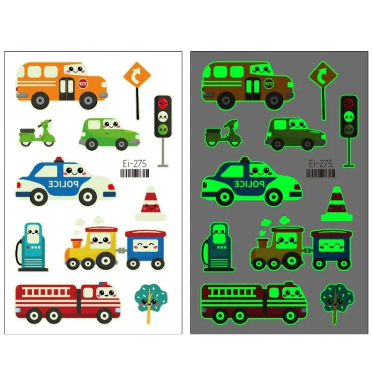 20 autocollants de tatouage temporaire imperméables et lumineux pour enfants, motifs de voitures de transport, Ei-261, Ei-262, Ei-263, Ei-264, Ei-265, Ei-266, Ei-267, Ei-268, Ei-269, Ei-270, Ei-271, Ei-272, Ei-273, Ei-274, Ei-275, Ei-276