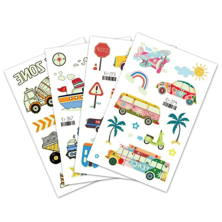 20 autocollants de tatouage temporaire imperméables et lumineux pour enfants, motifs de voitures de transport, Ei-261, Ei-262, Ei-263, Ei-264, Ei-265, Ei-266, Ei-267, Ei-268, Ei-269, Ei-270, Ei-271, Ei-272, Ei-273, Ei-274, Ei-275, Ei-276