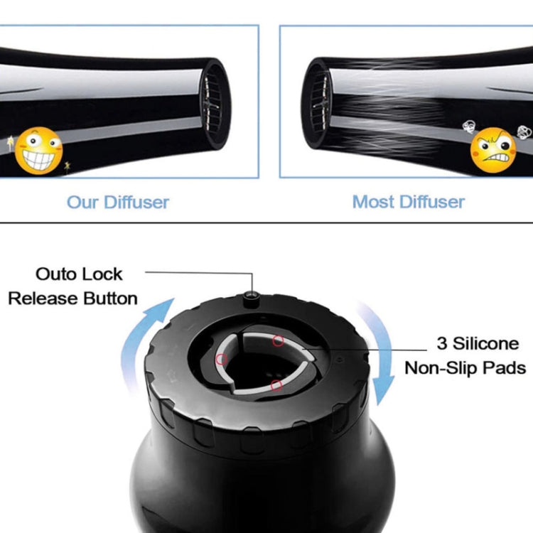 Diffuseur de cheveux universel adaptable pour sèche-cheveux avec conception rotative pour cheveux bouclés, grand capot de vent, blanc, noir