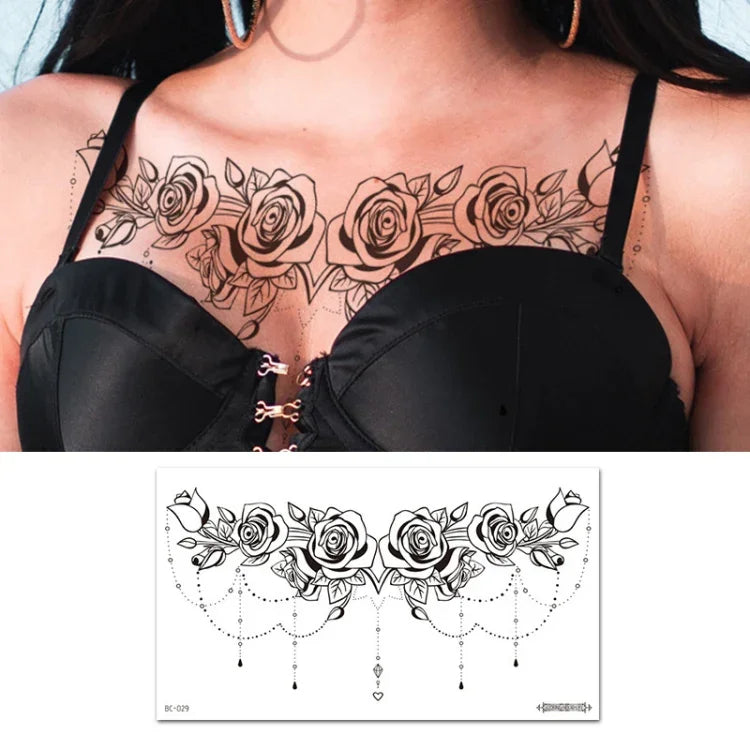 10 PCS Autocollant de tatouage imperméable pour clavicule et poitrine, cache-cicatrices, BC-025, BC-026, BC-027, BC-028, BC-029, BC-030, BC-031, BC-032, BC-033, BC-034, BC-035, BC-036