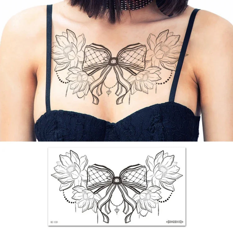 10 PCS Autocollant de tatouage imperméable pour clavicule et poitrine, cache-cicatrices, BC-025, BC-026, BC-027, BC-028, BC-029, BC-030, BC-031, BC-032, BC-033, BC-034, BC-035, BC-036