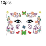 10 autocollants de tatouage pailletés étanches pour festival de musique, LG-001, LG-002, LG-003, LG-004, LG-005, LG-006