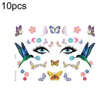 10 autocollants de tatouage pailletés étanches pour festival de musique, LG-001, LG-002, LG-003, LG-004, LG-005, LG-006