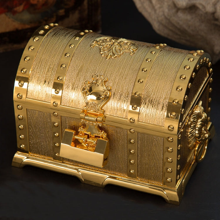 Boîte à bijoux double couche avec serrure Ornements décoratifs en métal, 17,5x13,5x12,5cm