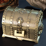 Boîte à bijoux double couche avec serrure Ornements décoratifs en métal, 17,5x13,5x12,5cm