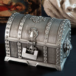 Boîte à bijoux double couche avec serrure Ornements décoratifs en métal, 17,5x13,5x12,5cm