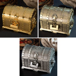 Boîte à bijoux double couche avec serrure Ornements décoratifs en métal, 17,5x13,5x12,5cm