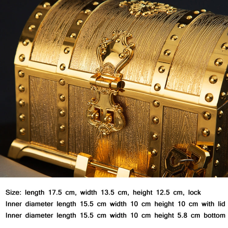 Boîte à bijoux double couche avec serrure Ornements décoratifs en métal, 17,5x13,5x12,5cm