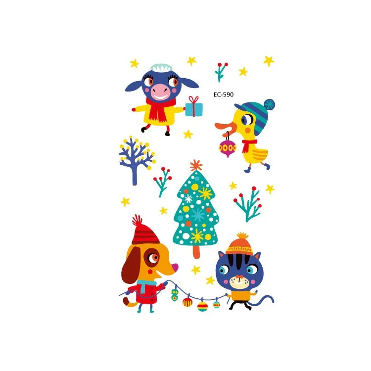 20 PCS Autocollants de tatouage animaux de dessin animé mignons imperméables et anti-transpiration pour enfants, EC-581, EC-582, EC-583, EC-584, EC-585, EC-590, EC-531, EC-591, EC-592, EC-593, EC-594, EC-614, EC-615, EC-617, EC-618