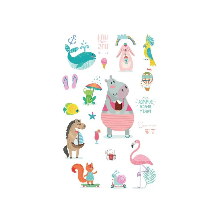 20 PCS Autocollants de tatouage animaux de dessin animé mignons imperméables et anti-transpiration pour enfants, EC-581, EC-582, EC-583, EC-584, EC-585, EC-590, EC-531, EC-591, EC-592, EC-593, EC-594, EC-614, EC-615, EC-617, EC-618