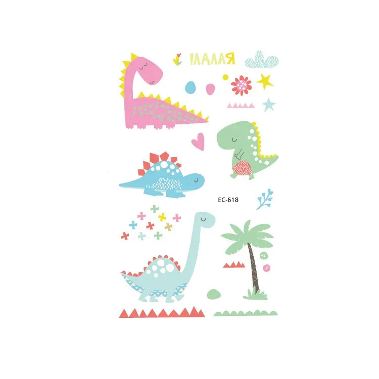 20 PCS Autocollants de tatouage animaux de dessin animé mignons imperméables et anti-transpiration pour enfants, EC-581, EC-582, EC-583, EC-584, EC-585, EC-590, EC-531, EC-591, EC-592, EC-593, EC-594, EC-614, EC-615, EC-617, EC-618