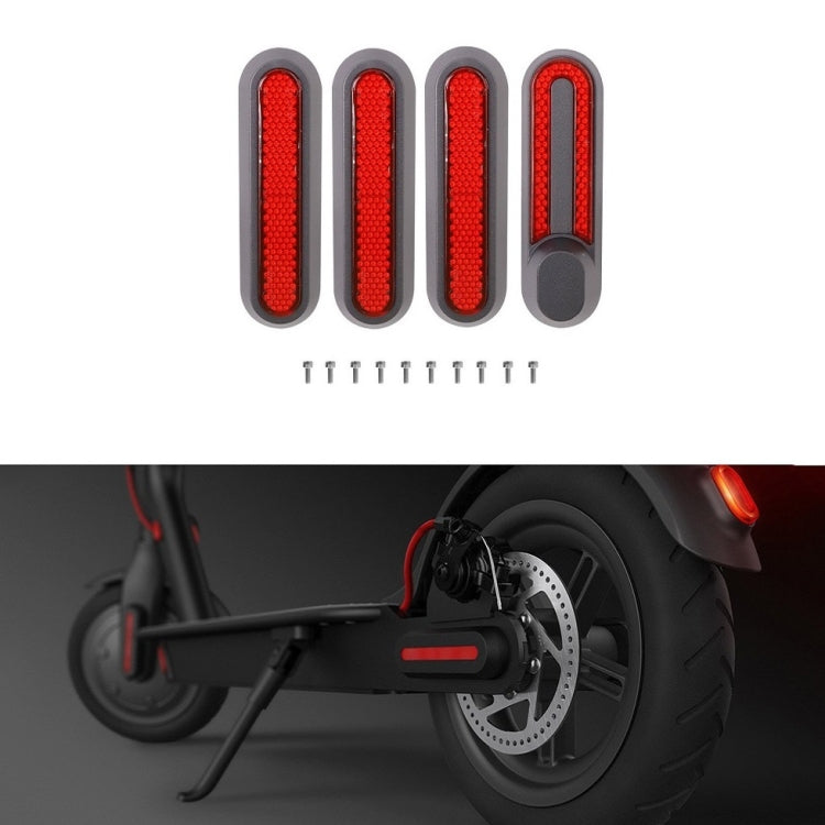 Couvercle décoratif latéral quatre voies pour roue de trottinette électrique avec bandes réfléchissantes et vis pour Xiaomi Mijia 1S / Pro 2, rouge, jaune