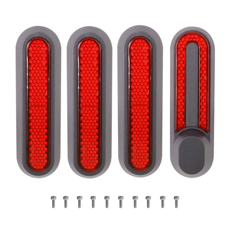 Couvercle décoratif latéral quatre voies pour roue de trottinette électrique avec bandes réfléchissantes et vis pour Xiaomi Mijia 1S / Pro 2, rouge, jaune