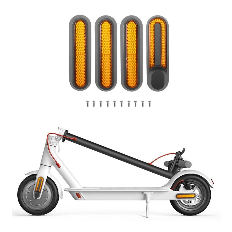 Couvercle décoratif latéral quatre voies pour roue de trottinette électrique avec bandes réfléchissantes et vis pour Xiaomi Mijia 1S / Pro 2, rouge, jaune