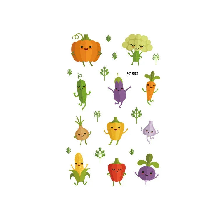 20 PCS Autocollants Tatouages Étanches Fruits, Légumes et Plantes Peints, EC-531, EC-532, EC-533, EC-534, EC-535, EC-536, EC-537, EC-538, EC-539, EC-540, EC-541, EC-542, EC-543, EC-544, EC-545, EC-546, EC-547, EC-548, EC-549, EC-550, EC-551, EC-552