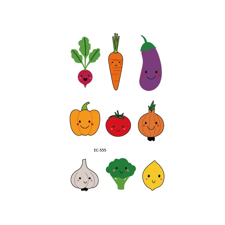 20 PCS Autocollants Tatouages Étanches Fruits, Légumes et Plantes Peints, EC-531, EC-532, EC-533, EC-534, EC-535, EC-536, EC-537, EC-538, EC-539, EC-540, EC-541, EC-542, EC-543, EC-544, EC-545, EC-546, EC-547, EC-548, EC-549, EC-550, EC-551, EC-552