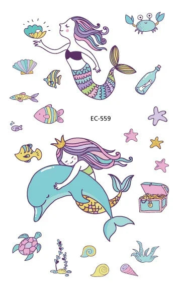 20 autocollants de tatouage pour enfants étanches sur le thème des animaux marins, EC-559, EC-566, EC-567, EC-571, EC-572, EC-573, EC-574, EC-575, EC-576, EC-577, EC-741, EC-764
