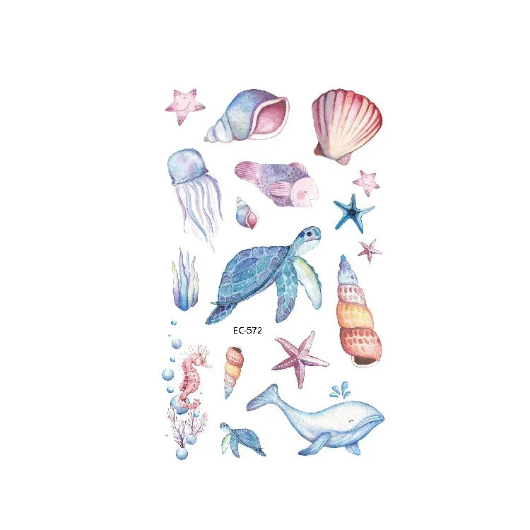 20 autocollants de tatouage pour enfants étanches sur le thème des animaux marins, EC-559, EC-566, EC-567, EC-571, EC-572, EC-573, EC-574, EC-575, EC-576, EC-577, EC-741, EC-764