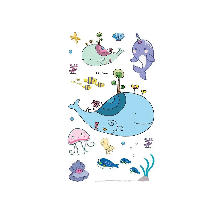 20 autocollants de tatouage pour enfants étanches sur le thème des animaux marins, EC-559, EC-566, EC-567, EC-571, EC-572, EC-573, EC-574, EC-575, EC-576, EC-577, EC-741, EC-764