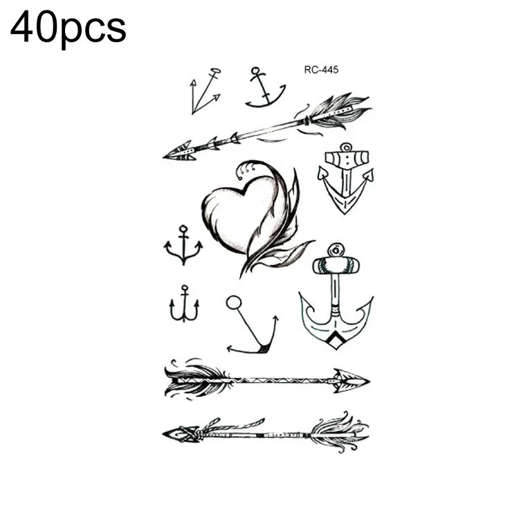 40 autocollants de tatouage éphémère imperméables, RC-445, RC-446, RC-447, RC-448, RC-449, RC-451, RC-452, RC-453, RC-454, RC-455, RC-456, RC-457